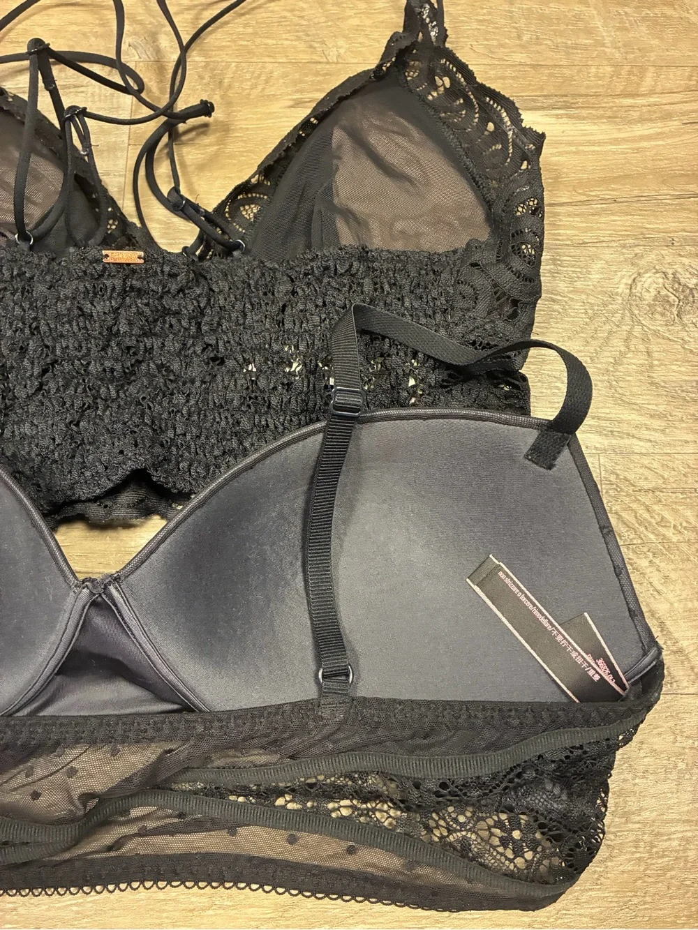 Victoria Secret PINK 2 Lace Wirefree Bras Padded Demi Lace Bralette - Picture 6 of 11
